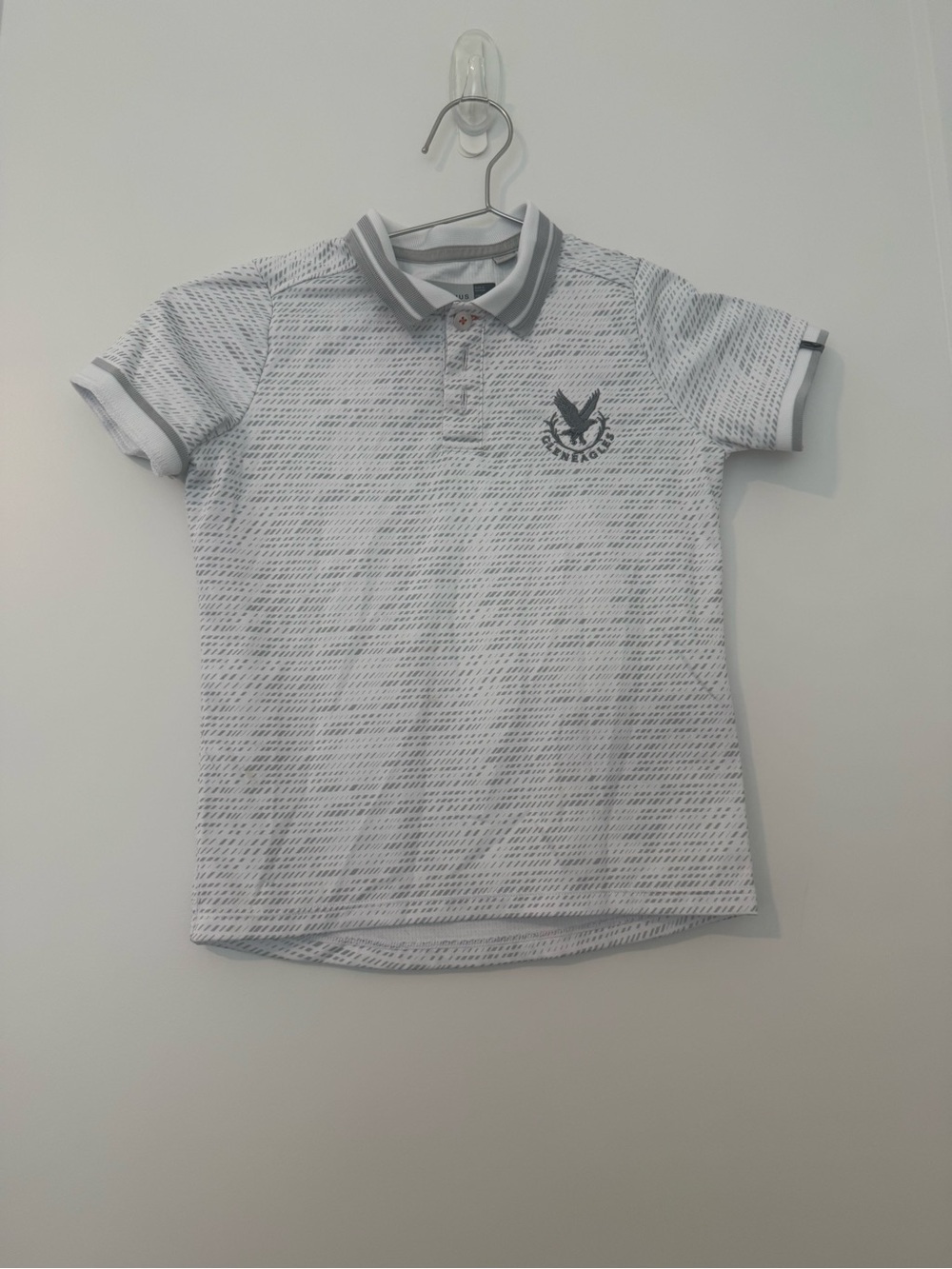 KJUS Boys White & Gray Short Sleeve Golf Polo with Logo Accent